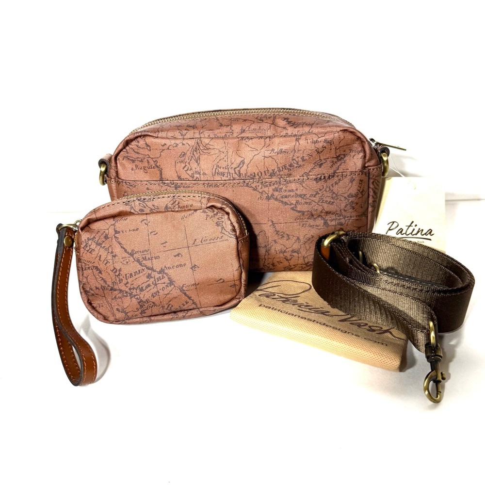 Patricia Nash Piper Riot Rust Signature Map Purse Cosmetic Bag Strap Dust bag